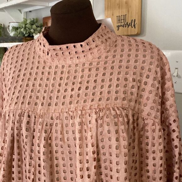 NWT ASOS maternity shirt size 14 blush color long sleeved smocked top mock neck - Picture 2 of 12